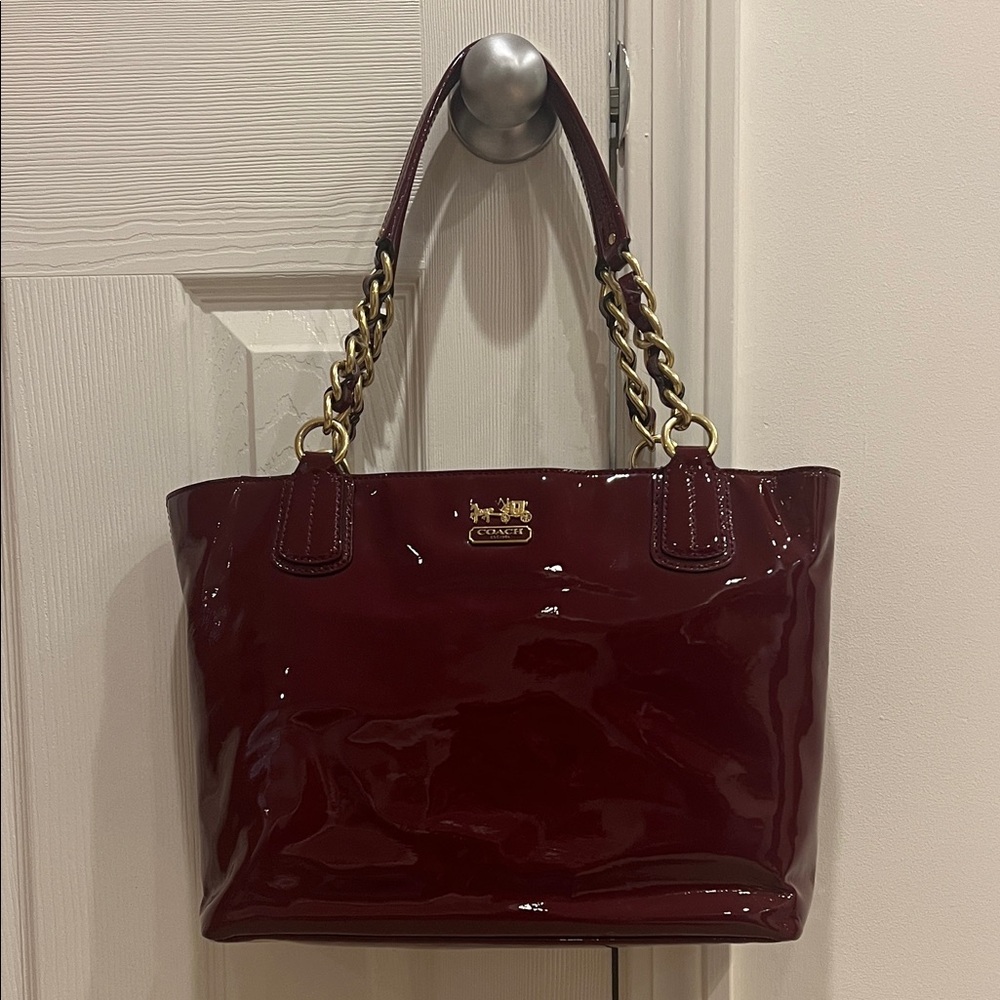 Coach Burgundy Patent Leather Tote